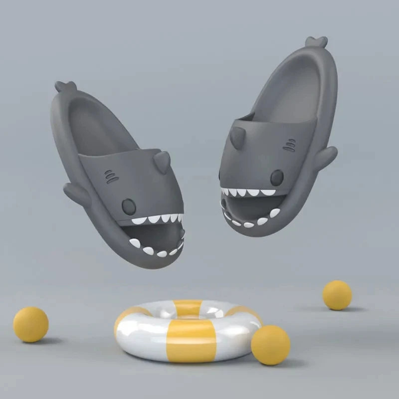 Hot Sale Women Shark Slippers Men Outdoor Non-Slip Durable EVA Sandals Couples Indoor Thick Slides Kids Waterproof Flip Flops